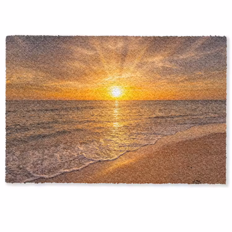 Zee - Zonsondergang - Golven - Kust - Oranje Deurmat klein -zkaufland3d