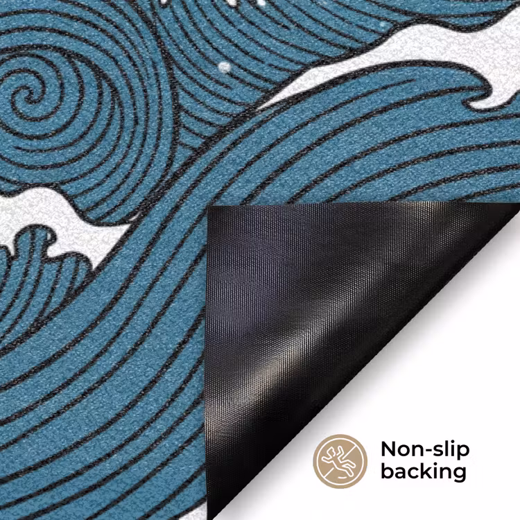 Zee - Golven - Japans - Natuur - Blauw Deurmat klein -antislip_EN