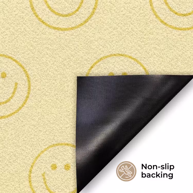 Smileys - Patroon - Retro - Zachtgeel Deurmat klein 898 -antislip_EN