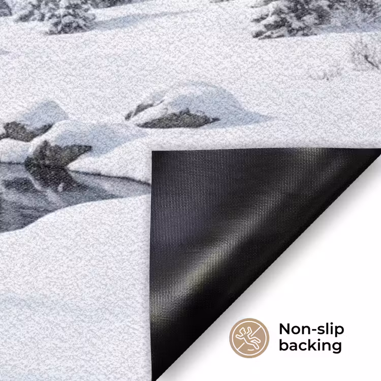 Sneeuwlandschap - Bergen - Rivier - Winter Deurmat klein -antislip_EN