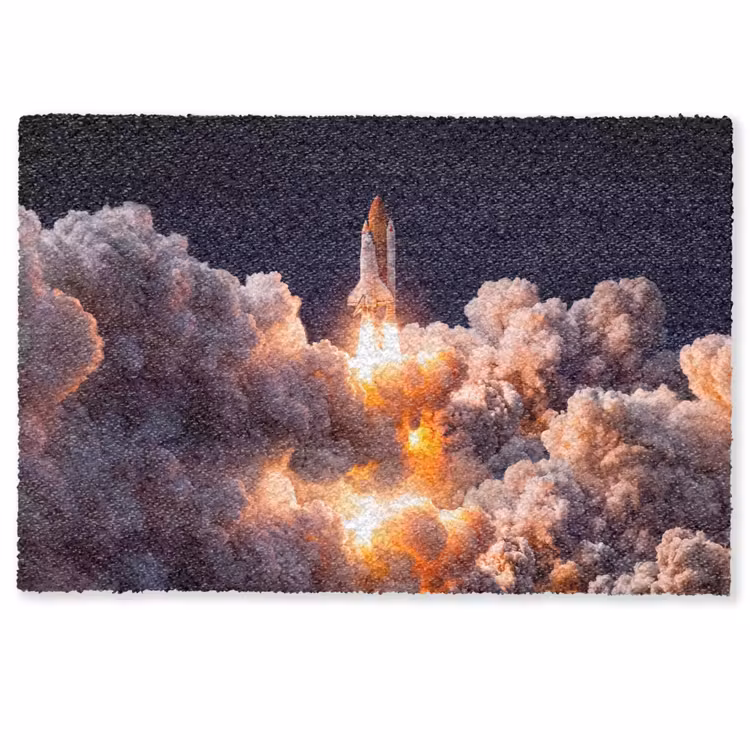 Doormat - Spacecraft - Launch - Stars - Ruimtevaartuig - Lancering - Sterren Deurmat klein