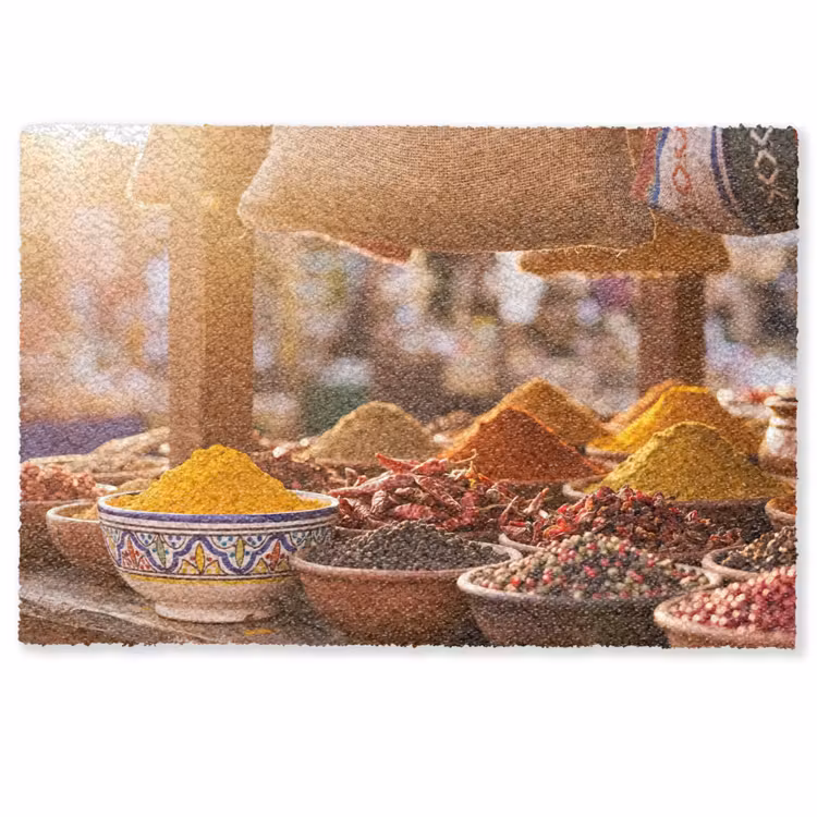 Doormat - Spices - Market - Colorful - Specerijen - Markt - Kleurrijk Deurmat klein