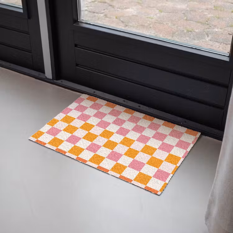 Vierkant - Patroon - Oranje Deurmat klein 898 -sfeer2