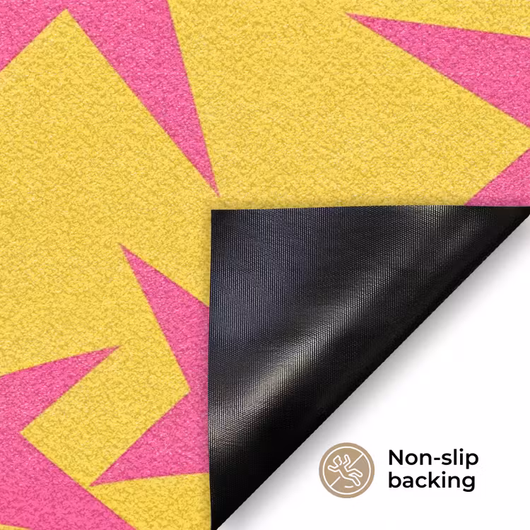 Sterren - Patroon - Roze - Geel Deurmat klein 898 -antislip_EN