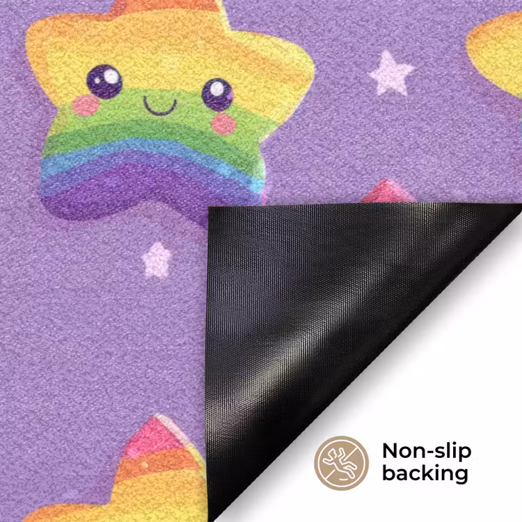 Sterren - Regenboog - Paars Deurmat klein 898 -antislip_EN