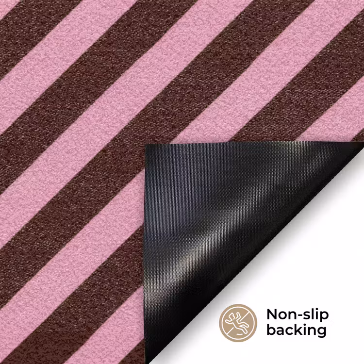 Strepen - Roze - Bruin Deurmat klein 898 -antislip_EN