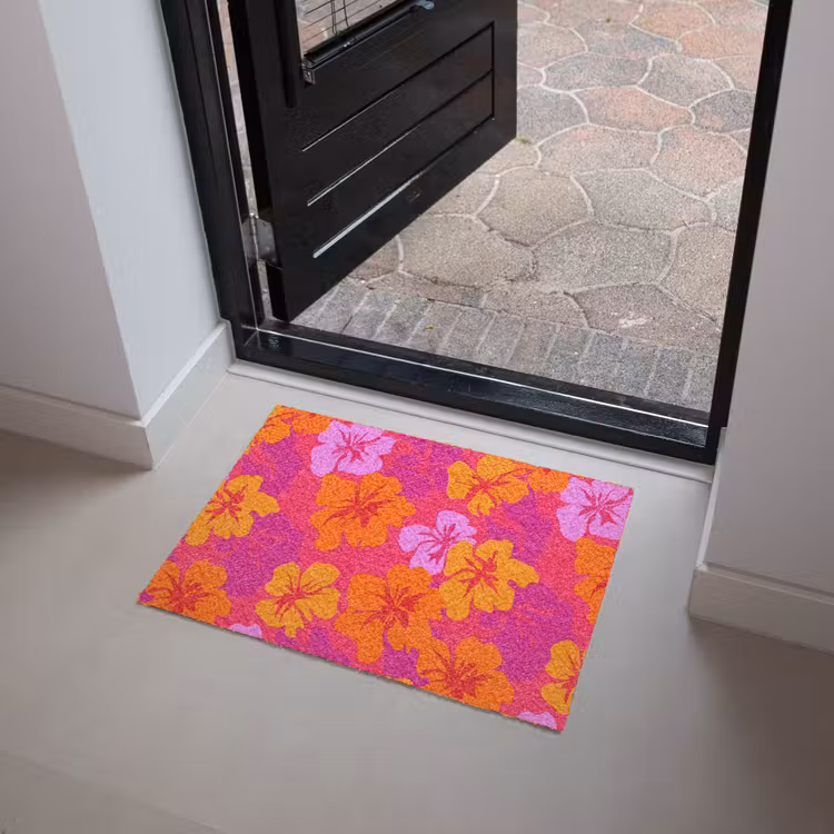 Zomers - Hibiscus - Kleurrijk Deurmat klein 898 -sfeer5