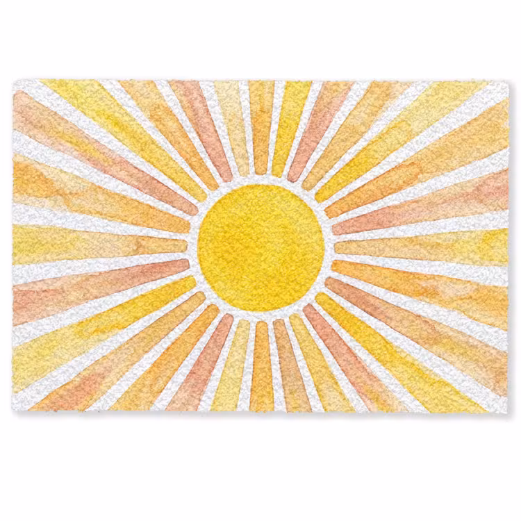Zon - Stralen - Aquarel - Geel - Abstract Deurmat klein -zkaufland3d