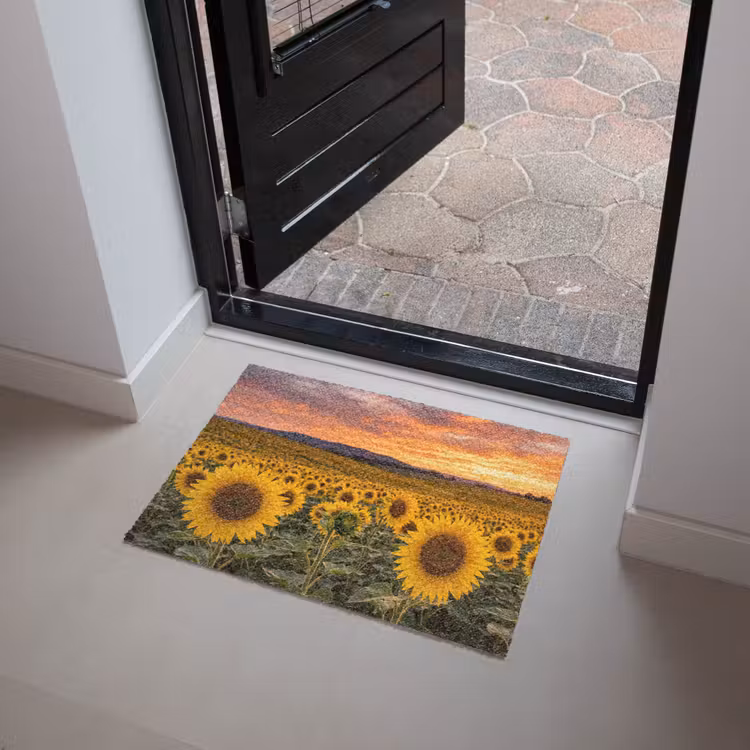 Zonnebloemen - Heuvellandschap - Geel Deurmat klein -sfeer5