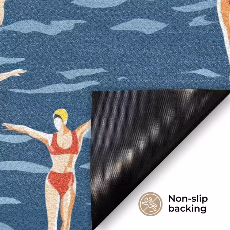 Zwemsters- Retro - Blauw Deurmat klein 898 -antislip_EN