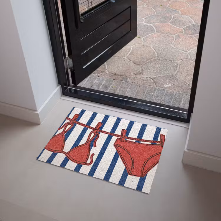 Badkleding - Waslijn - Zomer - Illustratie - Rood Deurmat klein -sfeer5