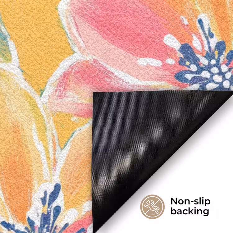Textuur - Bloemen - Kleurrijk Deurmat klein 898 -antislip_EN