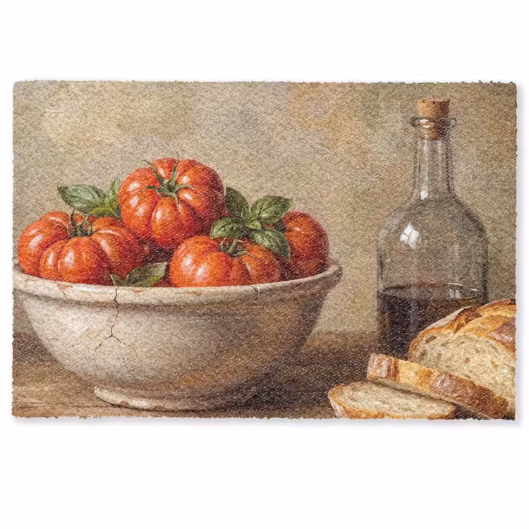 Doormat - Tomatoes - Bowl - Food - Tomaten - Kom - Eten Deurmat klein