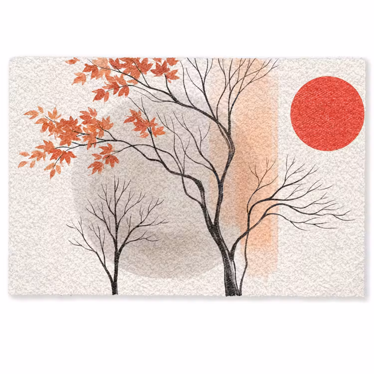 Doormat - Tree - Red - Abstract - Boom - Rood - Abstract Deurmat klein