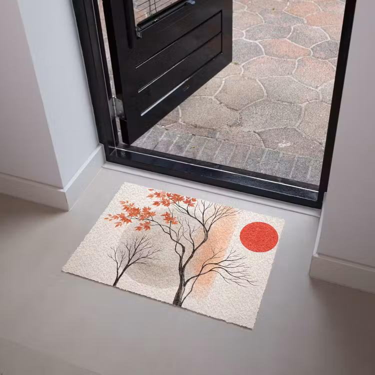 Doormat - Tree - Red - Abstract - Boom - Rood - Abstract Deurmat klein