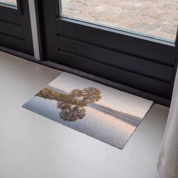 Bomen - Reflectie - Water - Zonsopgang - Serene Deurmat klein -sfeer2