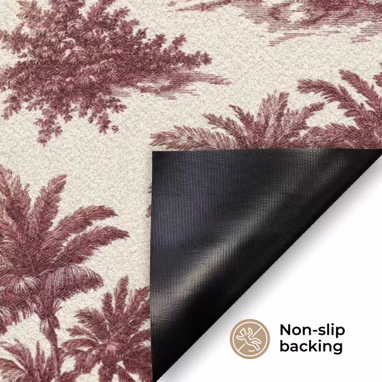 Tropisch - Geometrisch - Bordeauxrood Deurmat klein 898 -antislip_EN