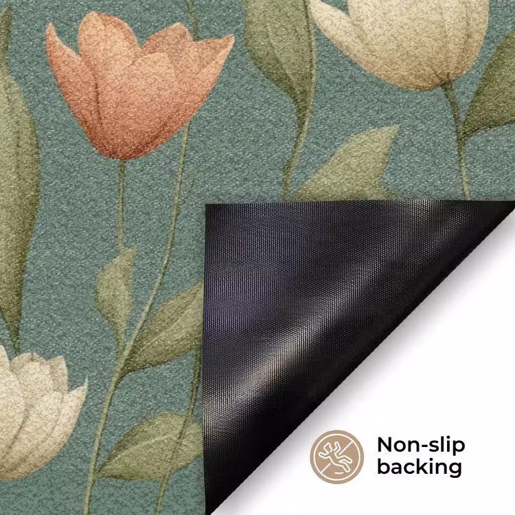 Tulpen - Botanisch - Groen Deurmat klein 898 -antislip_EN