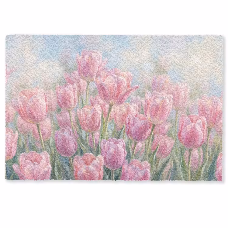 Tulpen - Veld - Lente - Roze Deurmat klein -zkaufland3d