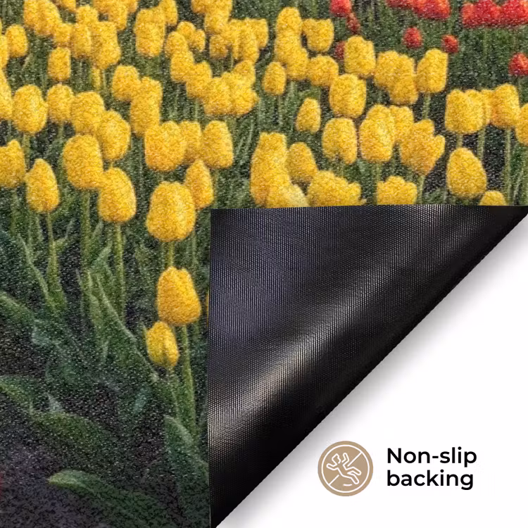 Tulpen - Holland - Molen - Kleurrijk Deurmat klein -antislip_EN
