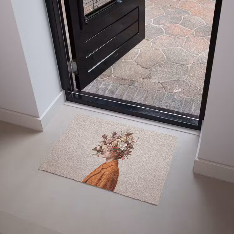 Gezicht - Boeket - Kleurrijk Deurmat klein -sfeer5