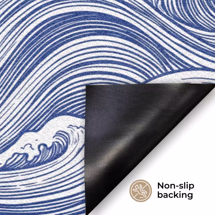 Golf - Japans - Zee - Illustratie - Blauw Deurmat klein -antislip_EN