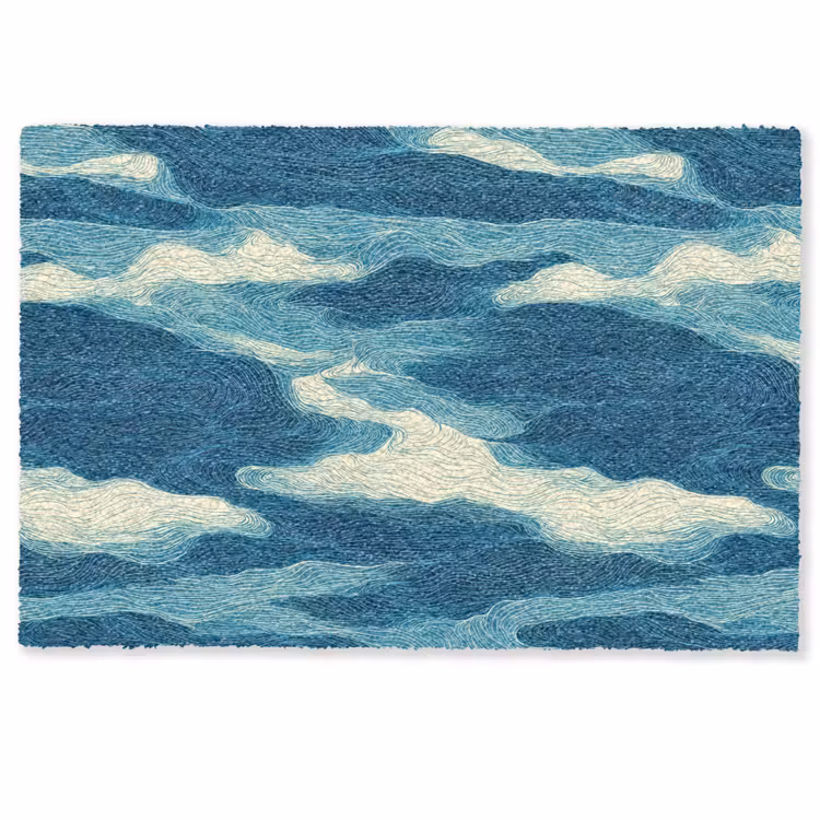 Golven - Abstract - Patroon - Blauw - Wit Deurmat klein 898 -zkaufland3d
