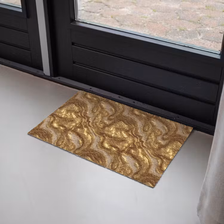 Golven - Organisch - Goud - Crème Deurmat klein 898 -sfeer2