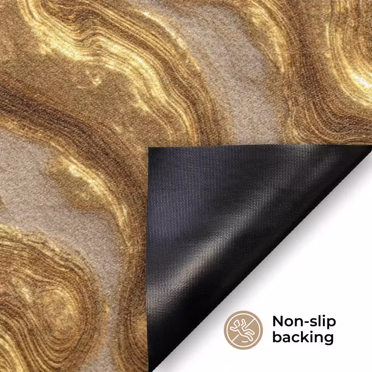 Golven - Organisch - Goud - Crème Deurmat klein 898 -antislip_EN