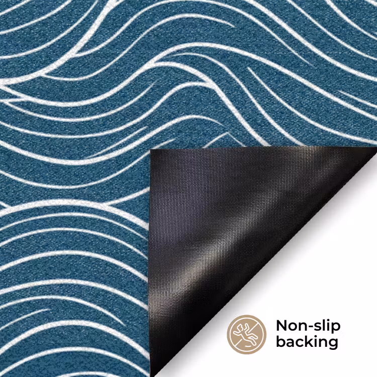Golven - Spiraal - Water - Abstract - Blauw Deurmat klein -antislip_EN