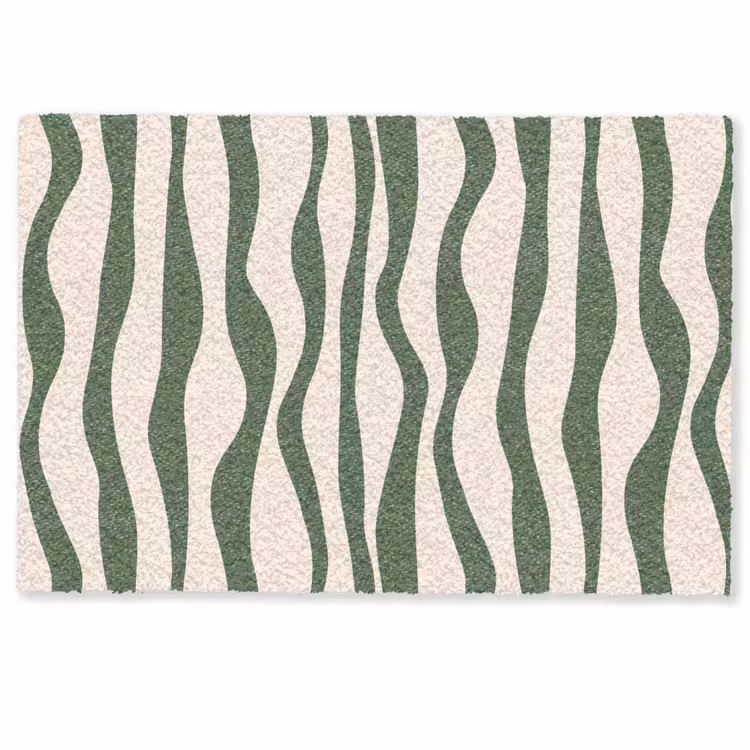 Golvende lijnen - Beige - Groen - Strepen - Abstract Deurmat klein -zkaufland3d