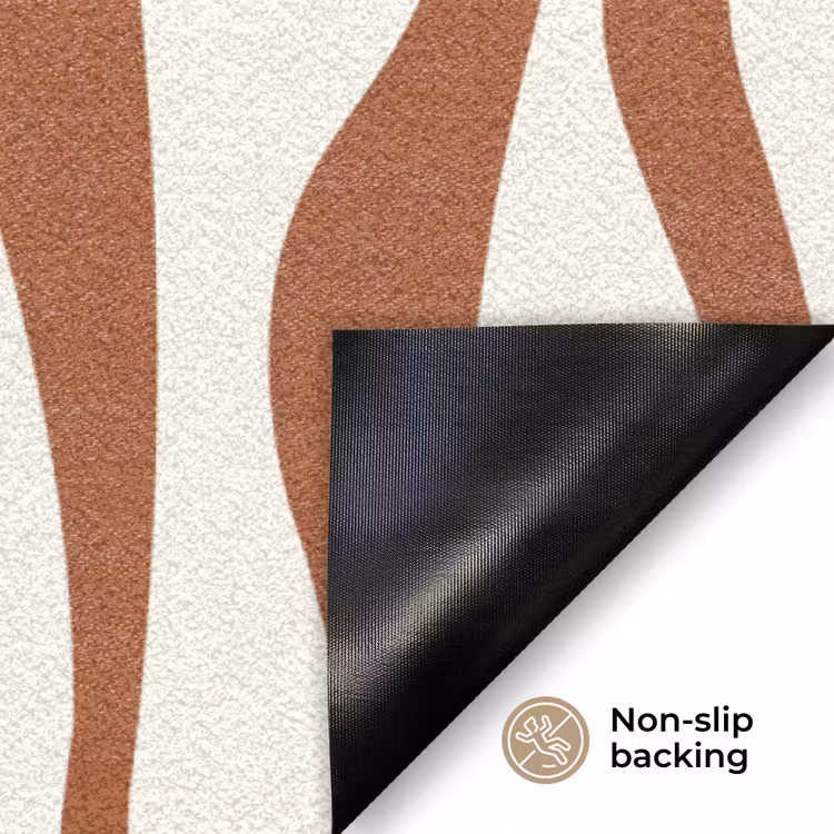 Golvende lijnen - Strepen - Beige - Bruin Deurmat klein -antislip_EN