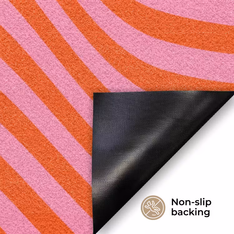 Golvend patroon - Rood - Roze - Lijnen Deurmat klein -antislip_EN