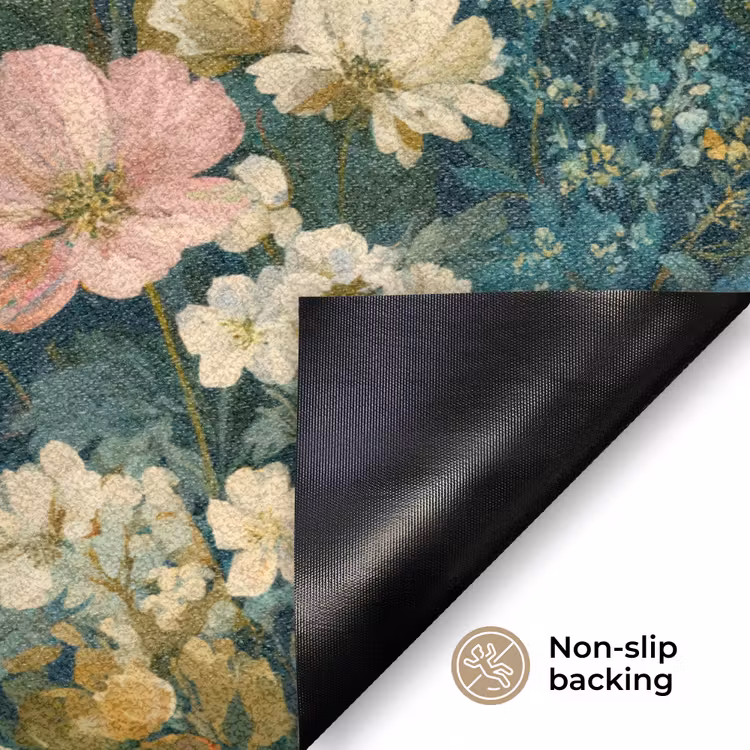 Wilde bloemen - Botanisch - Patroon - Roze - Romantisch Deurmat klein 898 -antislip_EN