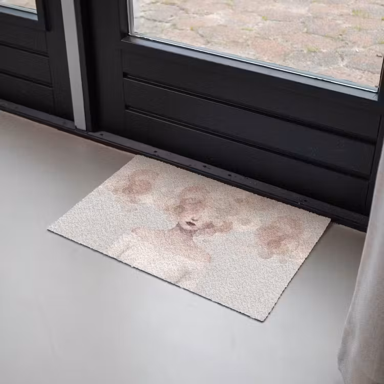 Vrouw - Cirkels - Beige Deurmat klein -sfeer2
