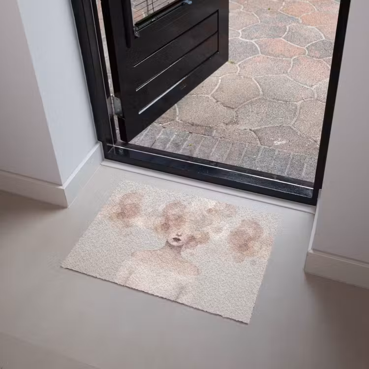 Vrouw - Cirkels - Beige Deurmat klein -sfeer5