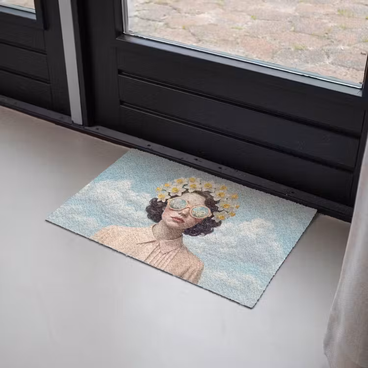 Vrouw - Narcissen - Geel Deurmat klein -sfeer2