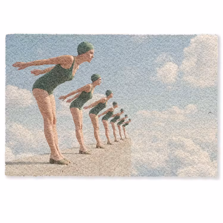 Doormat - Women - Diving Pose - Clouds - Vrouwen - Duikhouding - Wolken Deurmat klein