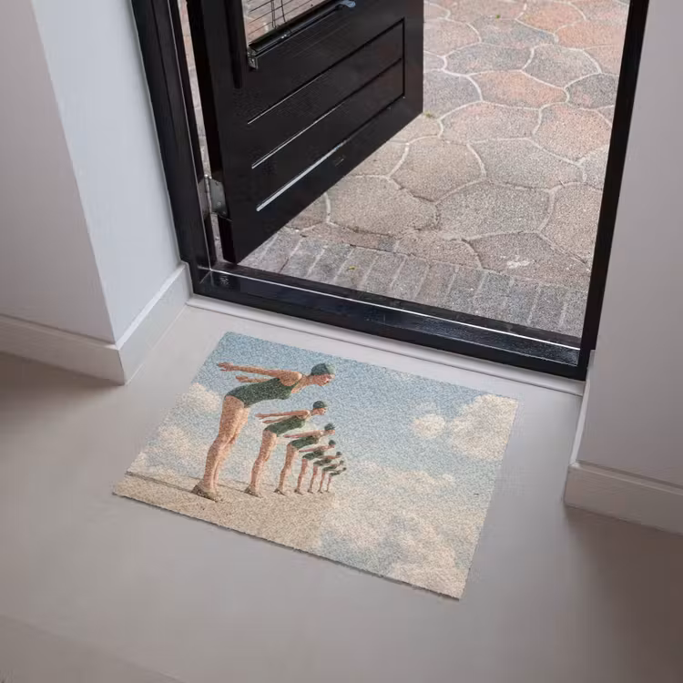 Doormat - Women - Diving Pose - Clouds - Vrouwen - Duikhouding - Wolken Deurmat klein