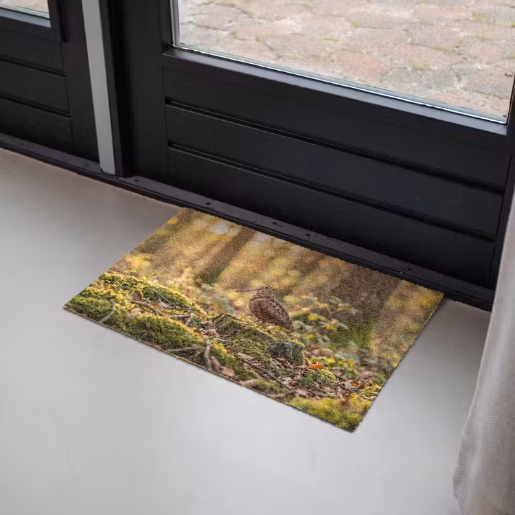 Houtsnip - Bos - Bladeren - Herfst - Gecamoufleerd Deurmat klein -sfeer2
