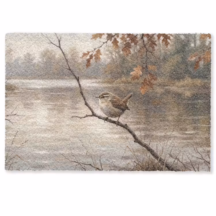Winterkoninkje - Tak - Rivier - Natuur - Sfeervol Deurmat klein -zkaufland3d