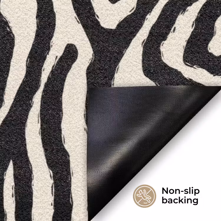 Zebra - Abstract - Zwart Deurmat klein 898 -antislip_EN