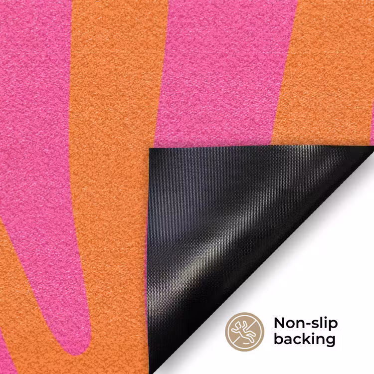 Zebraprint - Roze - Oranje - Dierenprint Deurmat klein -antislip_EN