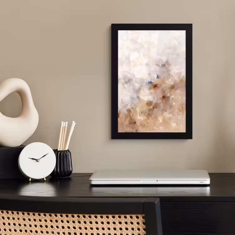 Abstract - Borstelstreken - Modern - Beige - Kunst fotolijst zwart zonder passe partout klein -sfeer1