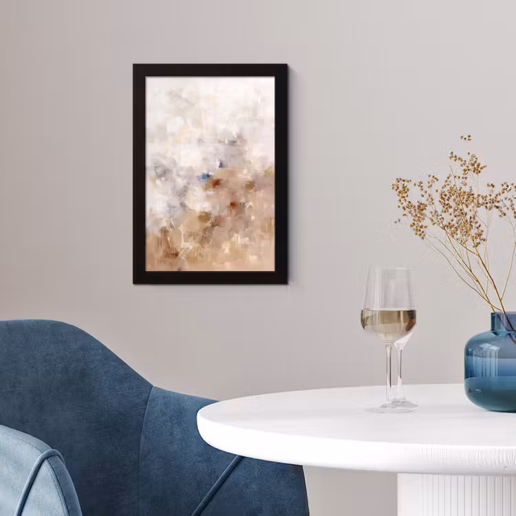Abstract - Borstelstreken - Modern - Beige - Kunst fotolijst zwart zonder passe partout klein -sfeer4