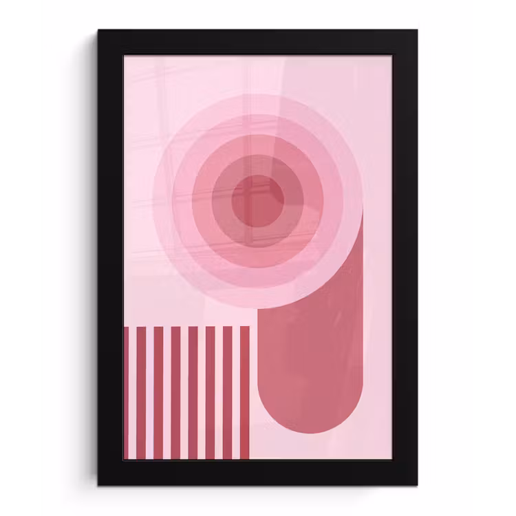 Abstract - Cirkels - Strepen - Modern - Roze fotolijst zwart zonder passe partout klein -3d