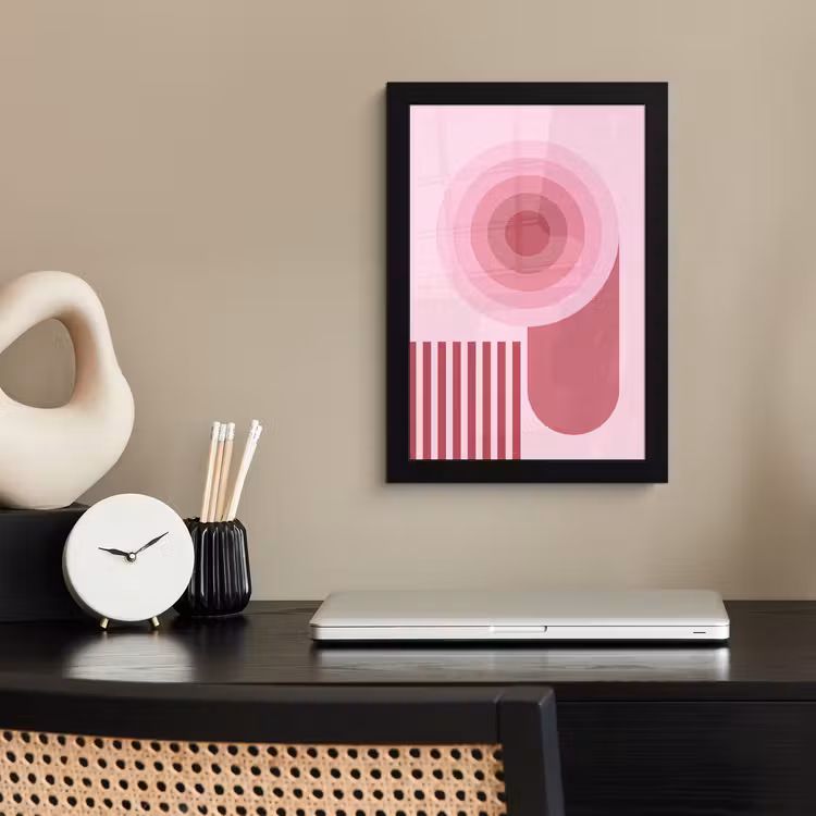Abstract - Cirkels - Strepen - Modern - Roze fotolijst zwart zonder passe partout klein -sfeer1