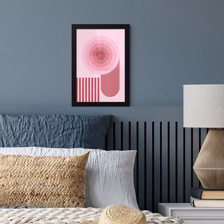 Abstract - Cirkels - Strepen - Modern - Roze fotolijst zwart zonder passe partout klein -sfeer3