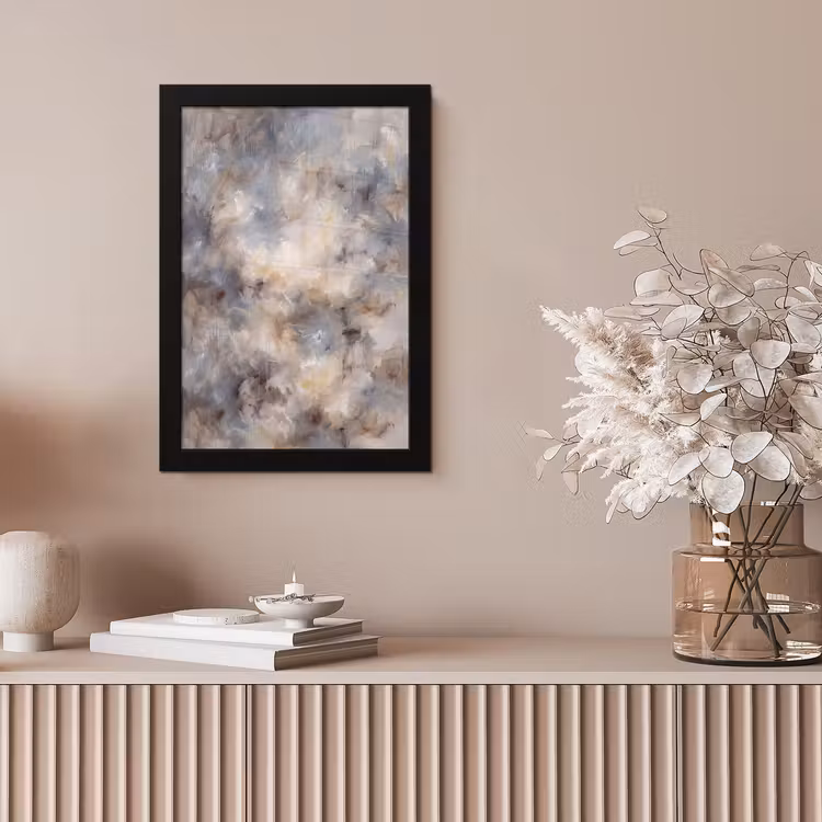 Abstract - Wolken - Sfeervol - Beige - Grijs fotolijst zwart zonder passe partout klein -sfeer5