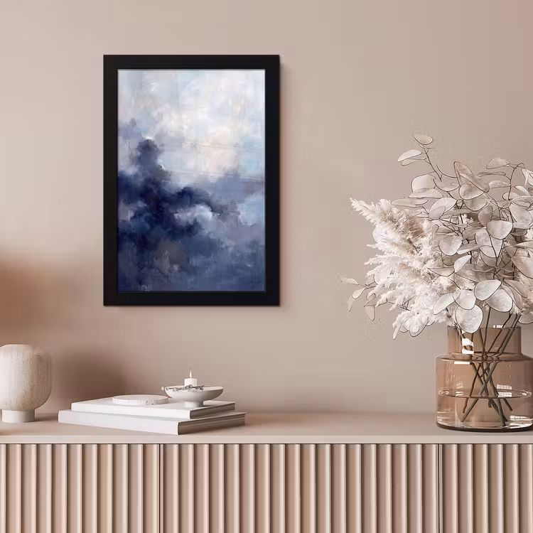 Abstract - Wolken - Modern - Blauw - Kunst fotolijst zwart zonder passe partout klein -sfeer5